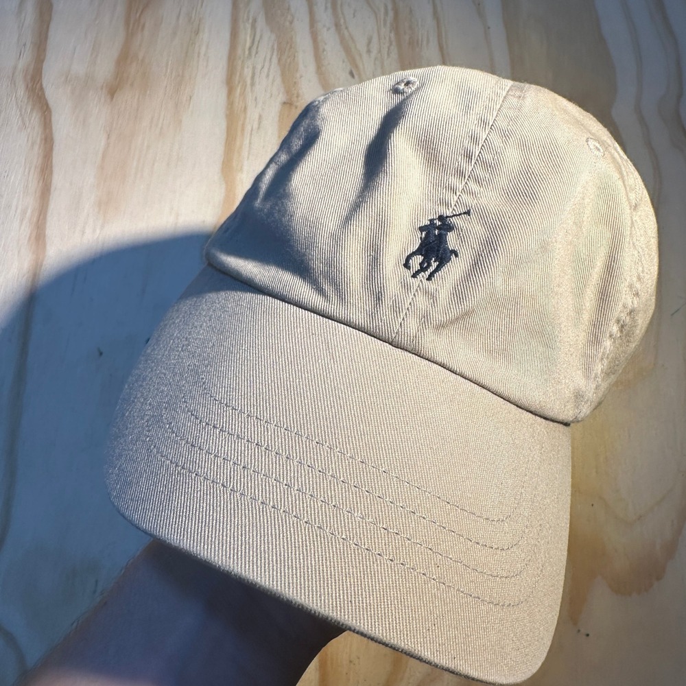 Polo Ralph Lauren Mens Tan Cotton Chino Baseball Cap Pony Logo Hat OS